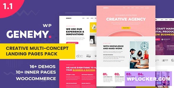 Genemy v1.6.6 - Creative Multi Concept Landing Pages Pack With Page Builder