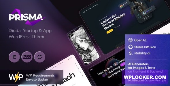 Prisma v1.18.0 - Digital Startup & App WordPress Theme + AI