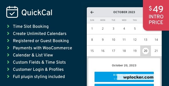 QuickCal v1.0.21 - Appointment Booking Calendar for WordPress