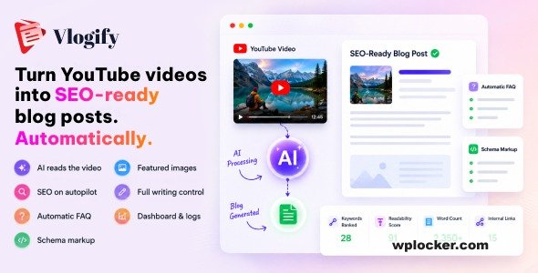 Vlogify v1.0.2 – AI YouTube to Blog Post Generator for WordPress